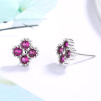 Women's earrings with multilayer floral design and sparkling zirconia Hapa Style