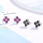 Women's earrings with multilayer floral design and sparkling zirconia Hapa Style