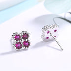 Women's earrings with multilayer floral design and sparkling zirconia Hapa Style