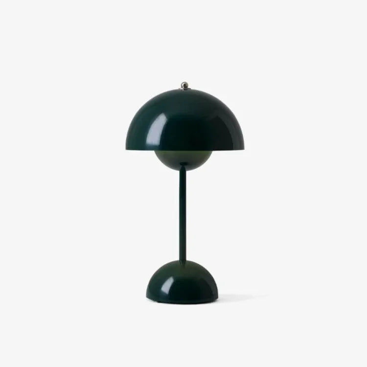 Mörkgrön bordslampa med rund form