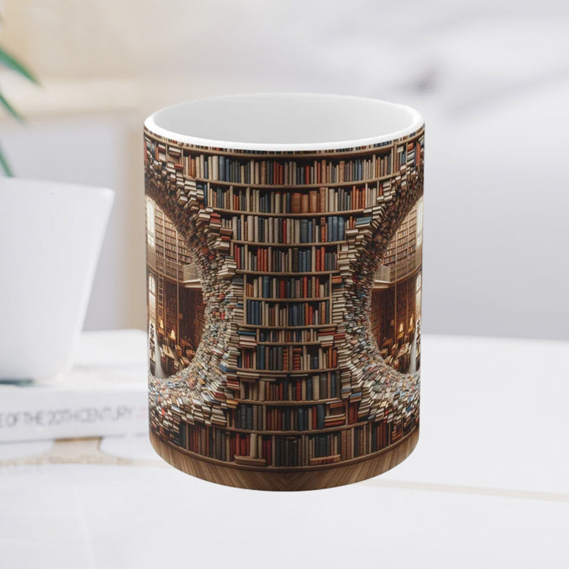3D bokhyllor Bibliotek Bokälskare Keramisk mugg