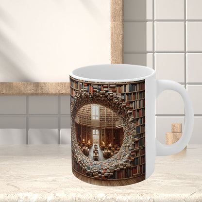 3D bokhyllor Bibliotek Bokälskare Keramisk mugg