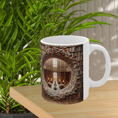 3D bokhyllor Bibliotek Bokälskare Keramisk mugg