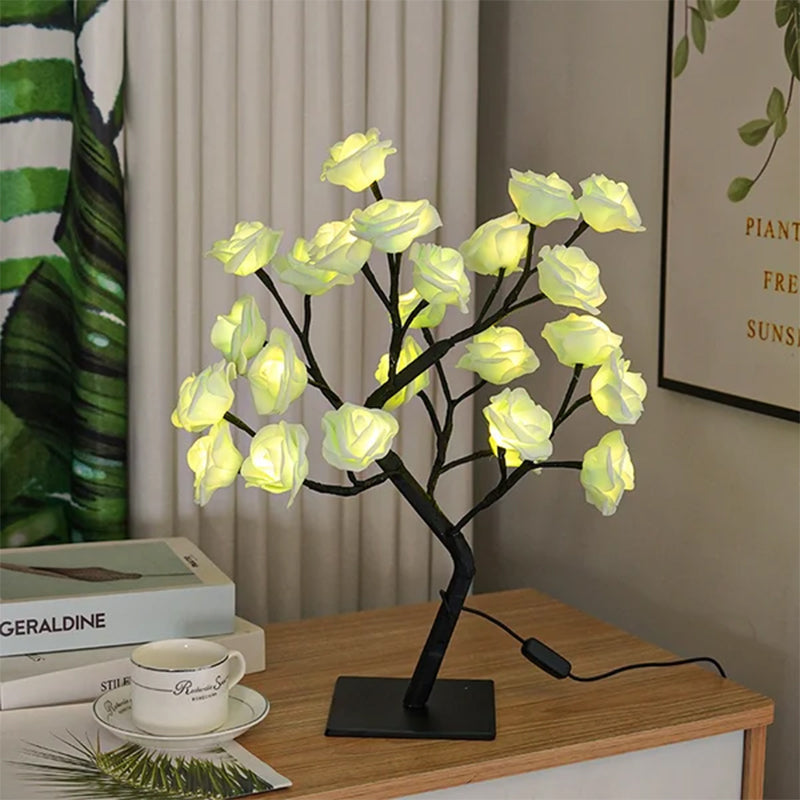 Bordsskiva ros blomma träd ljus