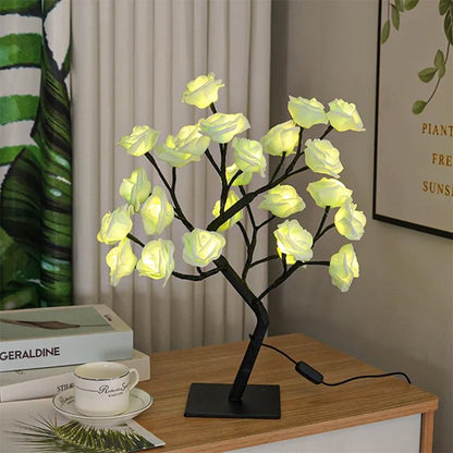 Bordsskiva ros blomma träd ljus