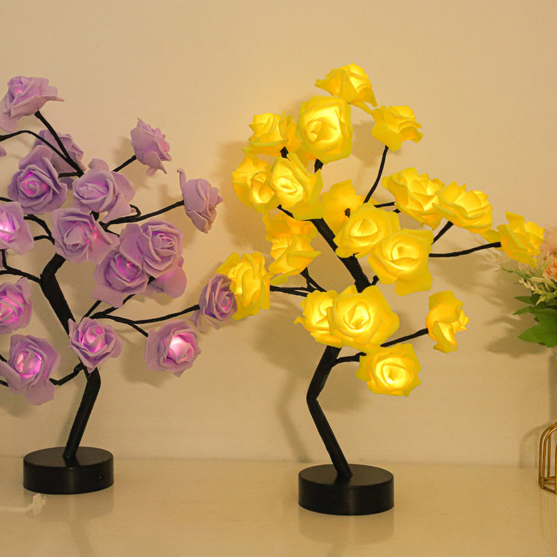 Bordsskiva ros blomma träd ljus