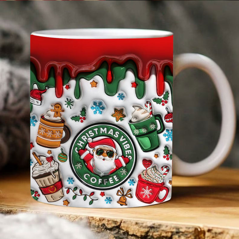 3D Jul Uppblåst Mugg Kaffemugg Pösig design