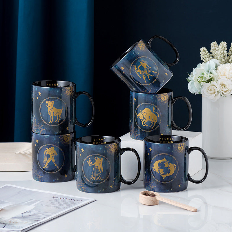 12 Constellations Mug Koboltblå kaffemugg i keramik
