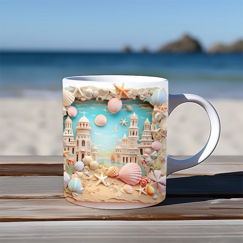 3D Ocean Beach genombrottstema Kaffekopp