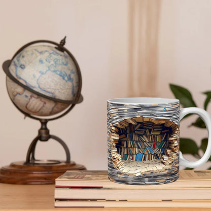 3d bibliotek bokhylla mugg