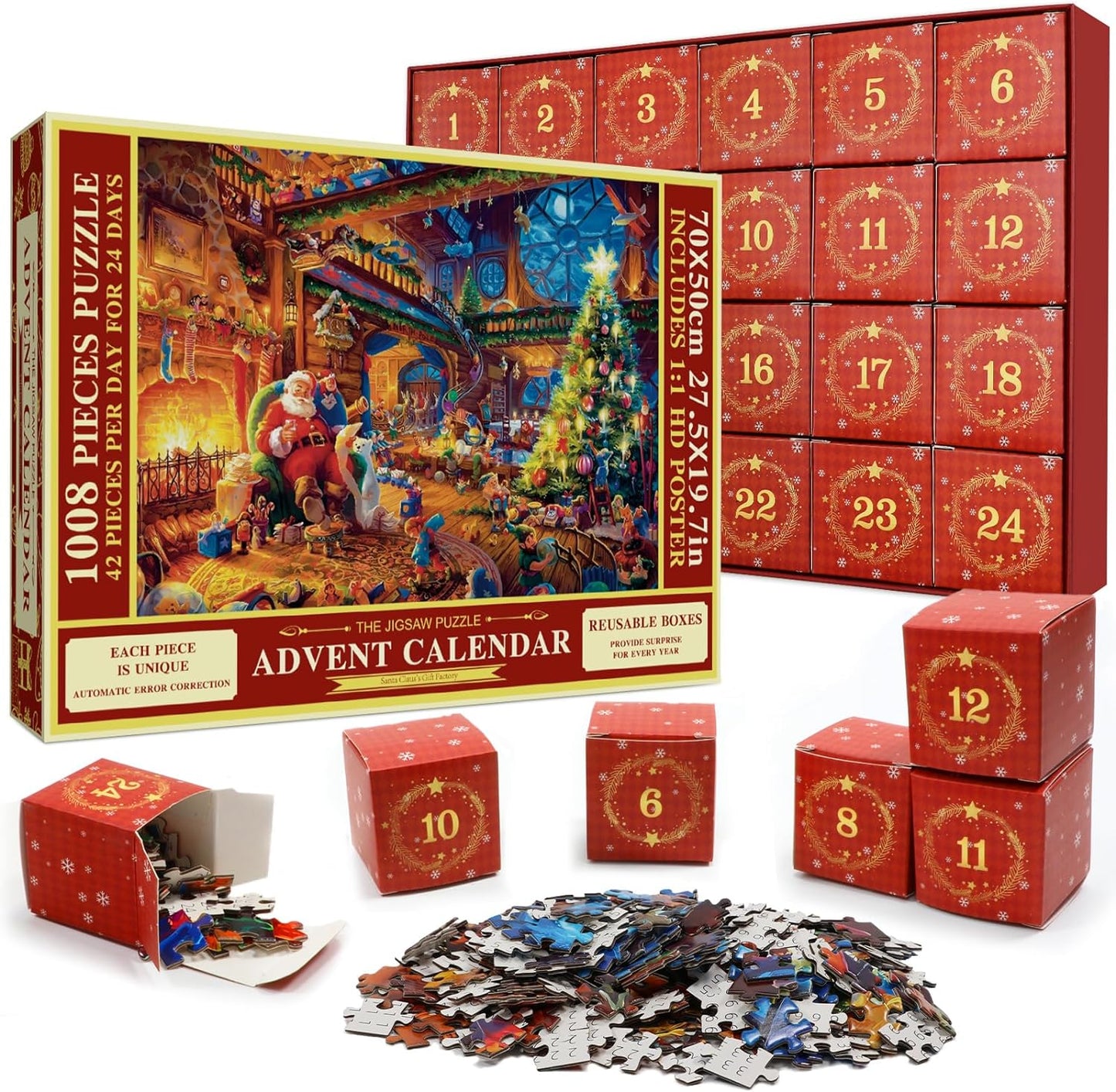 Adventskalender Nedräkning till julpussel Blindbox 1000/1008st