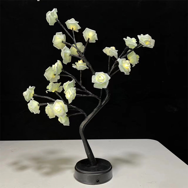 Bordsskiva ros blomma träd ljus