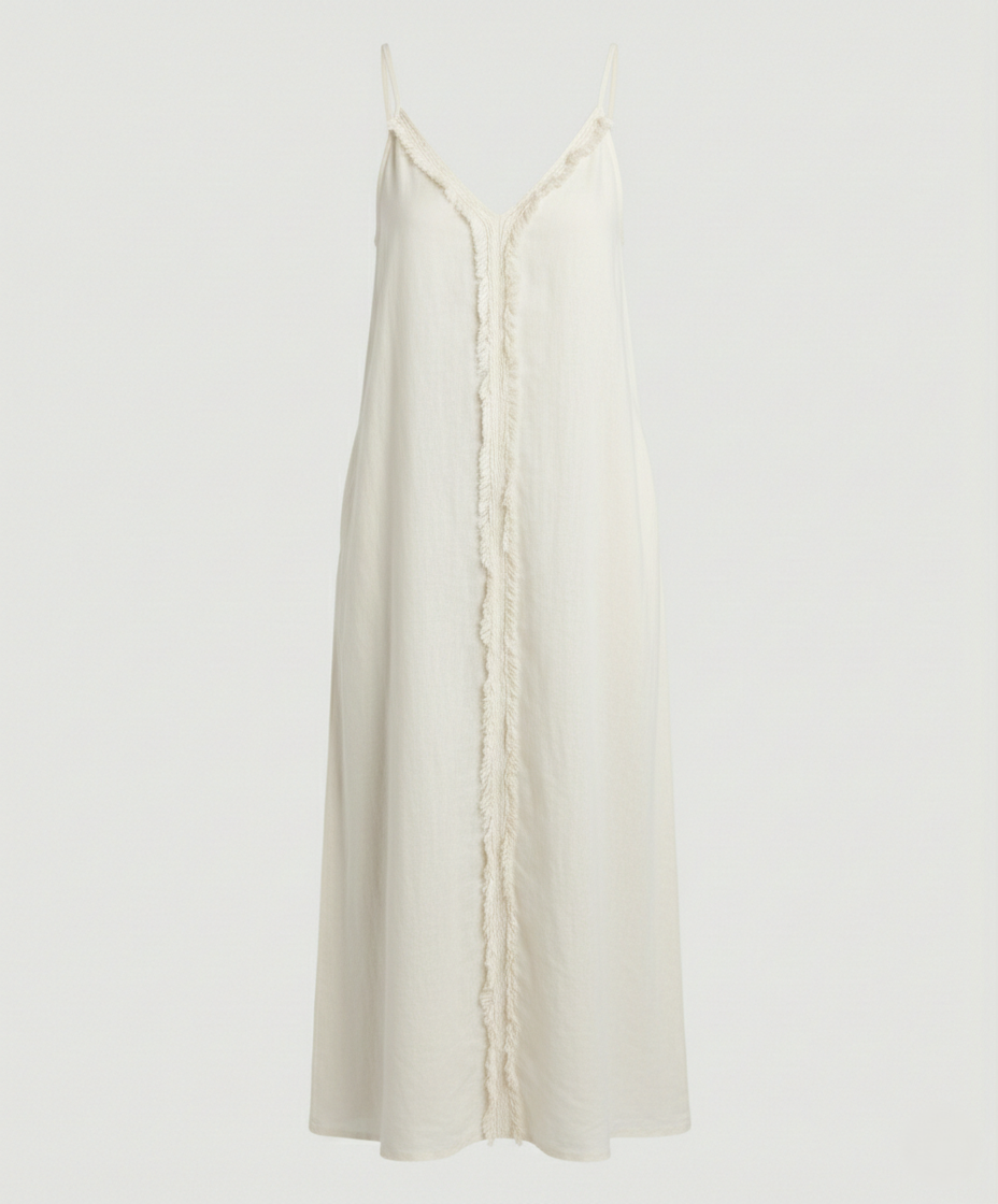 Women’s Maxi Dress with Casual V-Neck and Side Pockets