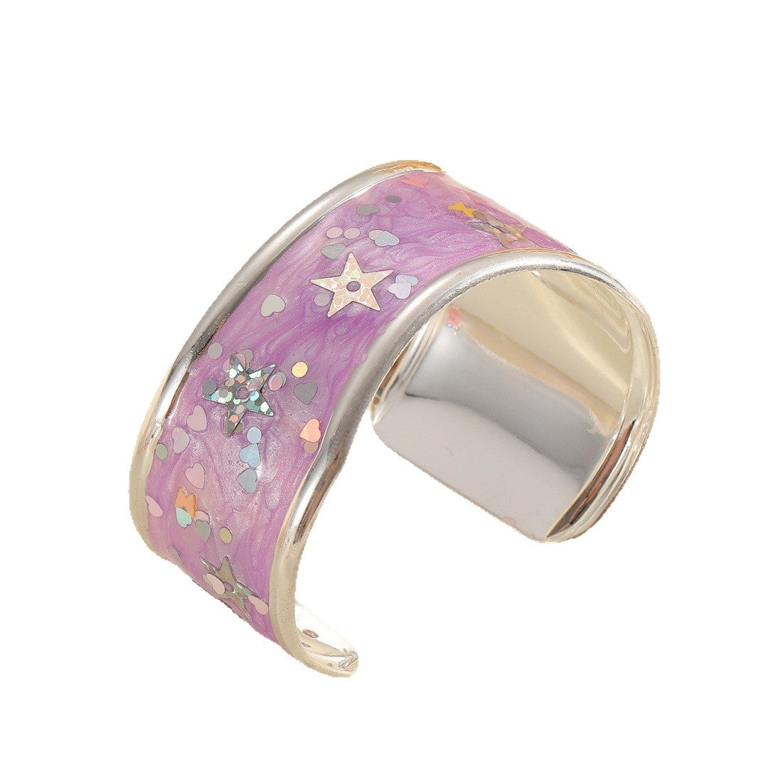 Women Open Bangle with Sparkling Star Motif Hapa Style