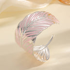 Ladies Open Cuff Bracelet in Tropical Leaf Design Hapa Style