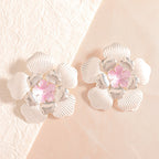 Ladies' flower earrings with intricate design and glossy accents Hapa Style
