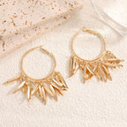 Women Hanging Earrings with Elegant Decorative Leaf Design Hapa Style
