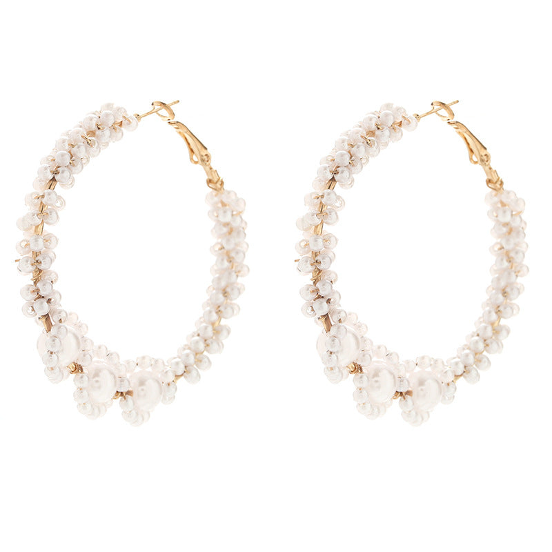 Women’s hoops with artistic pearl design Hapa Style