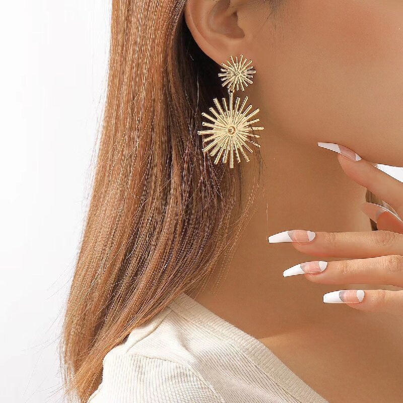 Women's Hanging Earrings in Modern Radiant Design Hapa Style