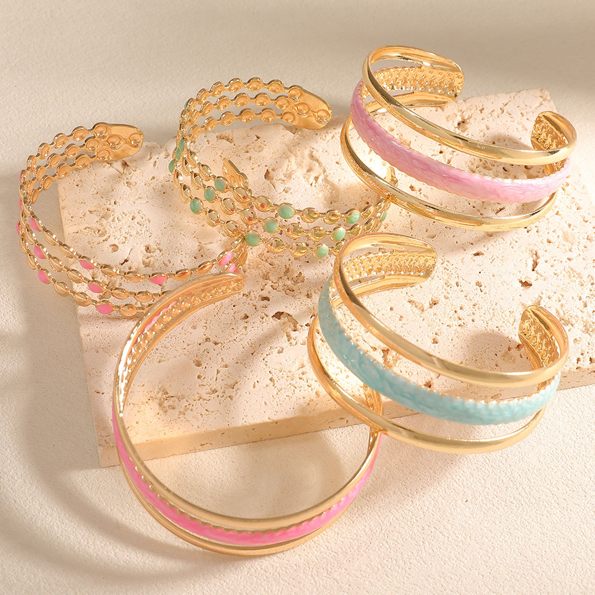 Women Open Bangle with Artistic Relief Design Hapa Style