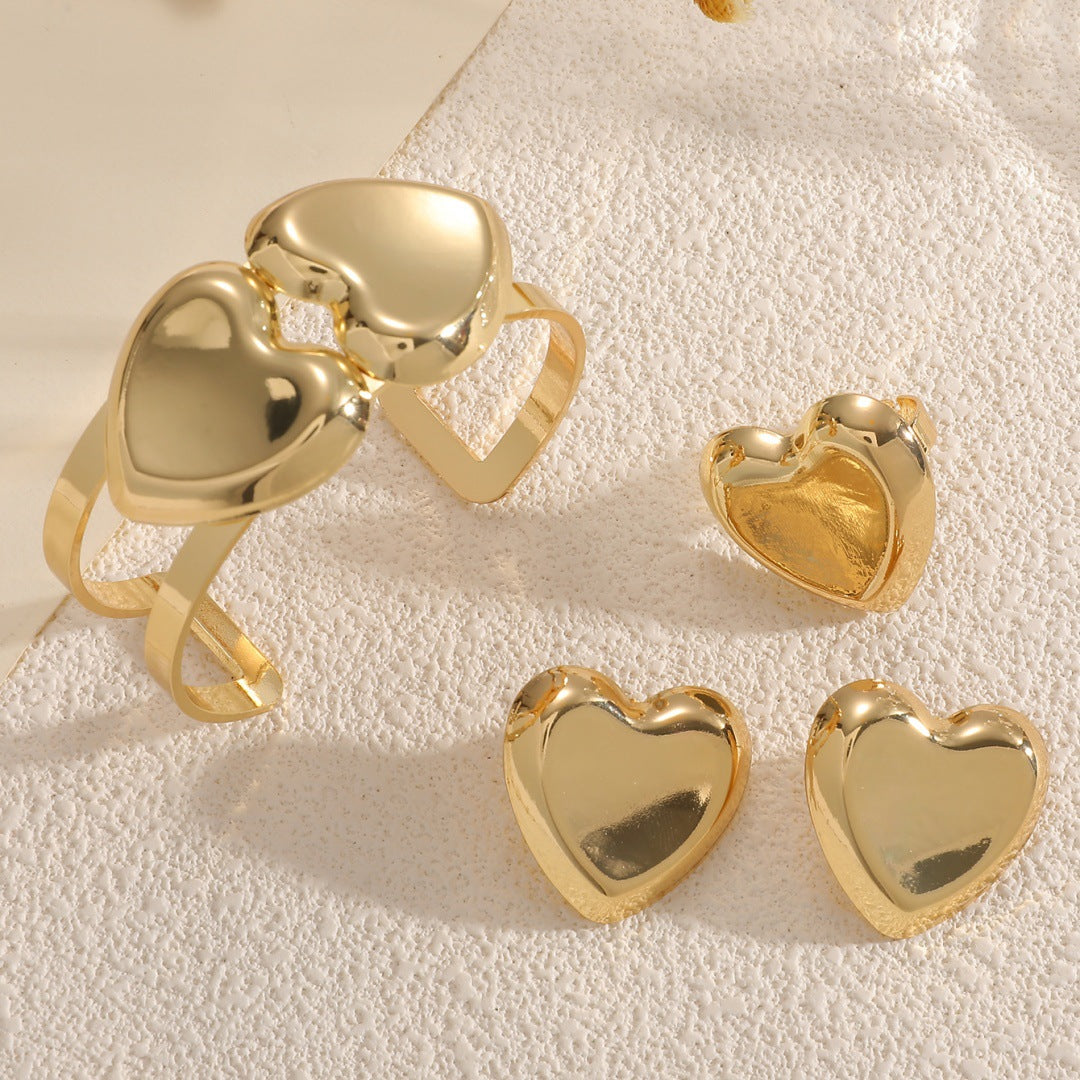 Women's Open Bangle with Elegant Heart Shape Hapa Style