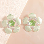 Ladies' flower earrings with intricate design and glossy accents Hapa Style