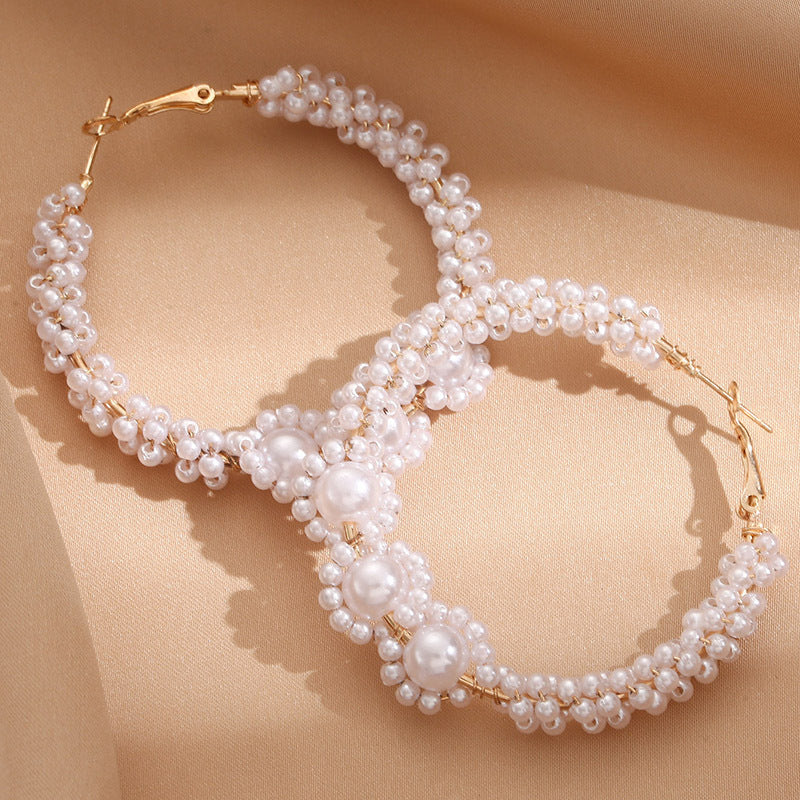 Women’s hoops with artistic pearl design Hapa Style