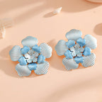 Ladies' flower earrings with intricate design and glossy accents Hapa Style