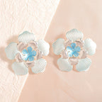 Ladies' flower earrings with intricate design and glossy accents Hapa Style