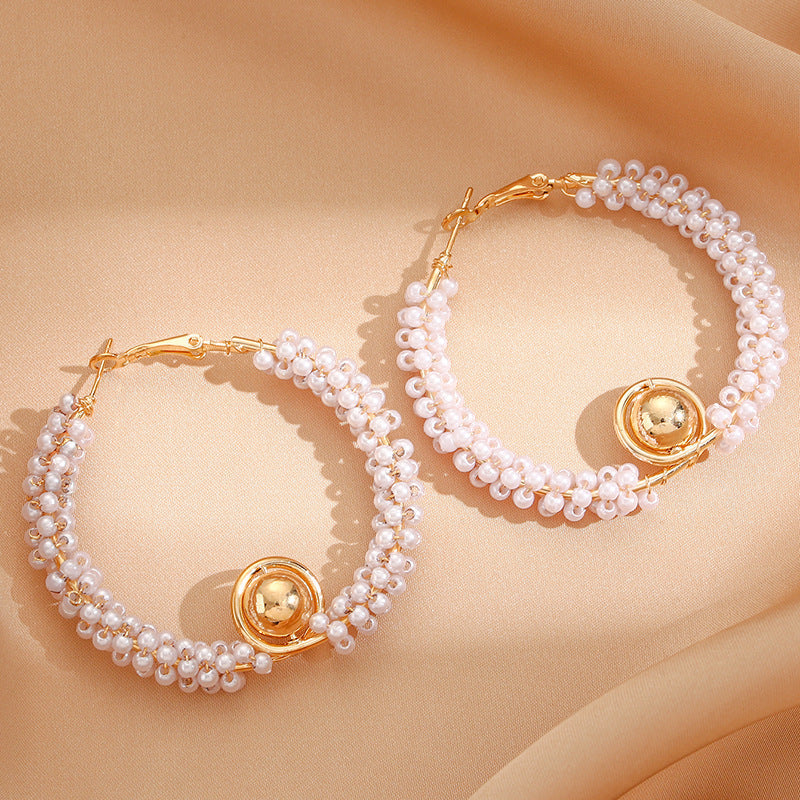 Women’s hoops with artistic pearl design Hapa Style
