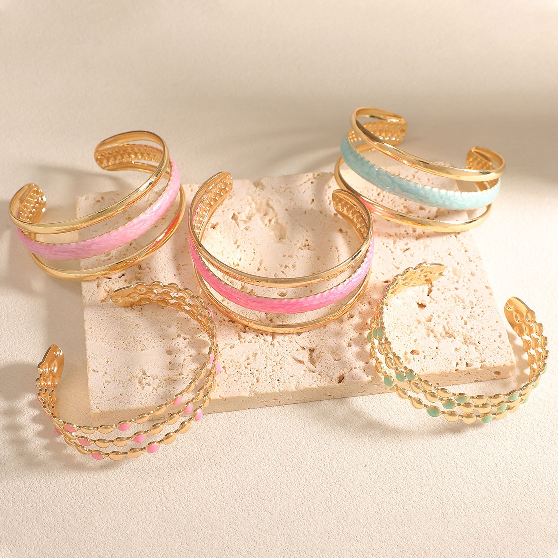 Women Open Bangle with Artistic Relief Design Hapa Style