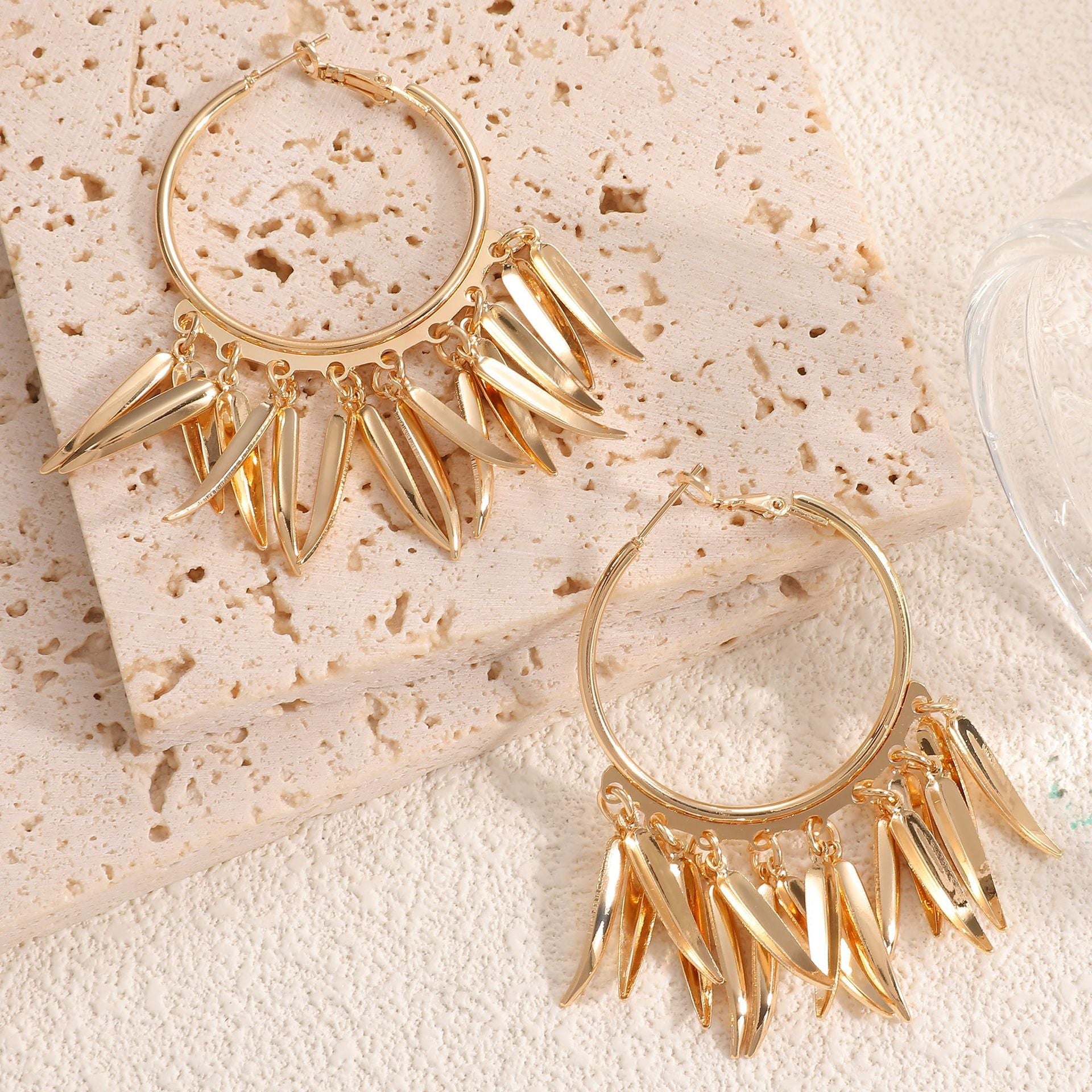 Women Hanging Earrings with Elegant Decorative Leaf Design Hapa Style