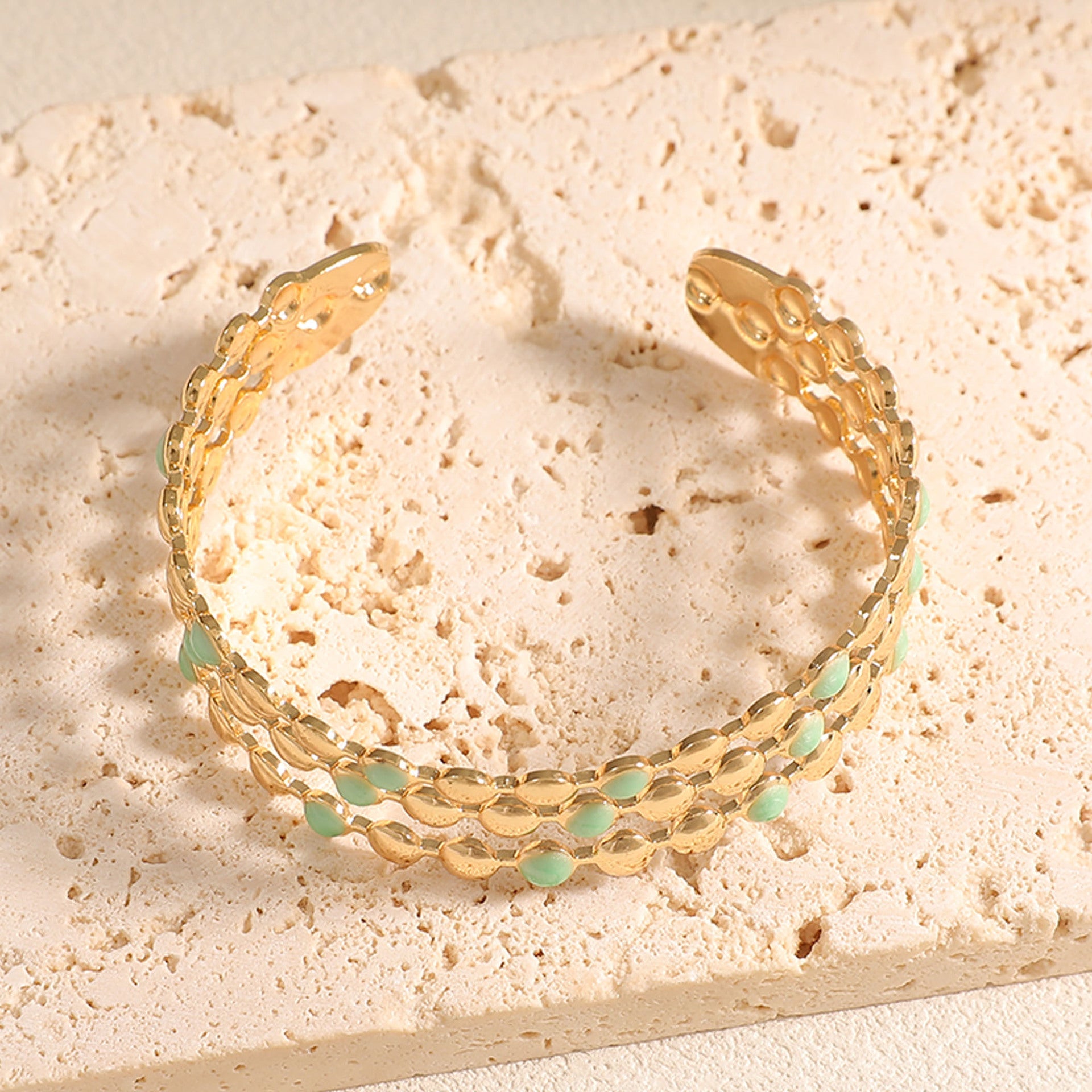 Women Open Bangle with Artistic Relief Design Hapa Style