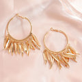 Women Hanging Earrings with Elegant Decorative Leaf Design Hapa Style