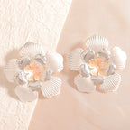 Ladies' flower earrings with intricate design and glossy accents Hapa Style