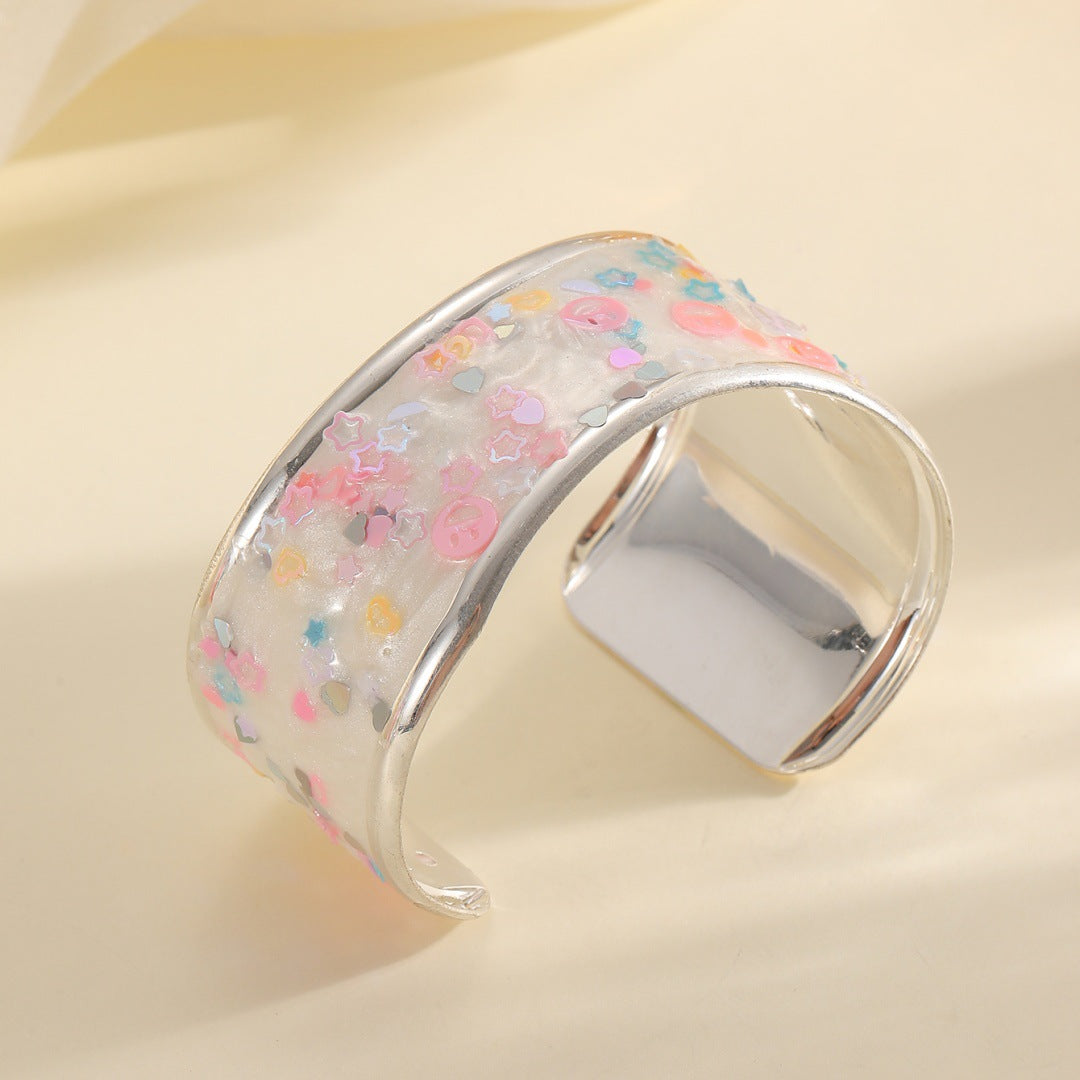 Women Open Bangle with Sparkling Star Motif Hapa Style