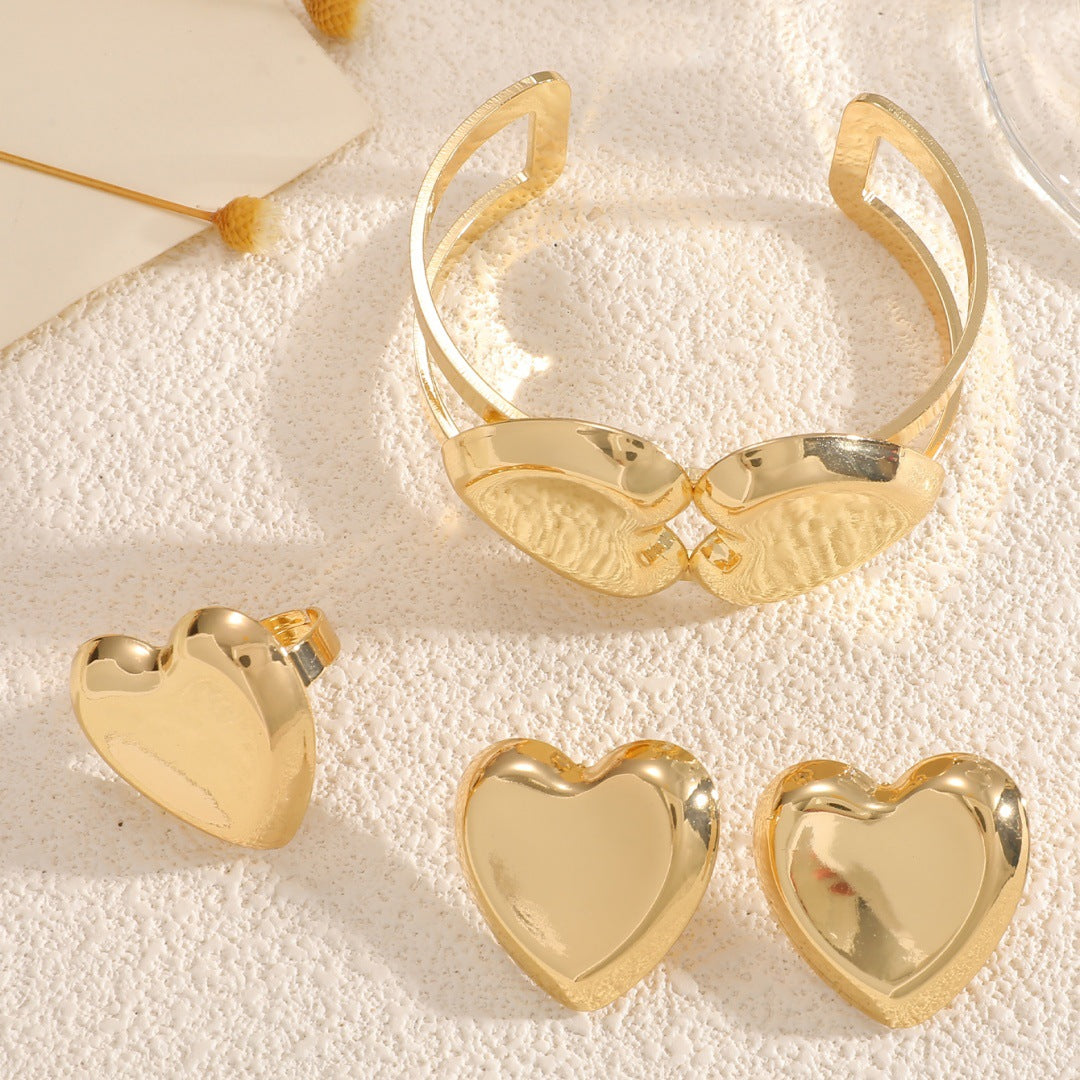 Women's Open Bangle with Elegant Heart Shape Hapa Style