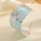 Ladies Open Cuff Bracelet in Tropical Leaf Design Hapa Style