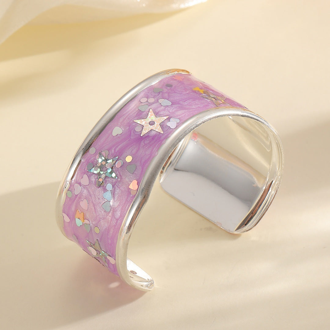 Women Open Bangle with Sparkling Star Motif Hapa Style