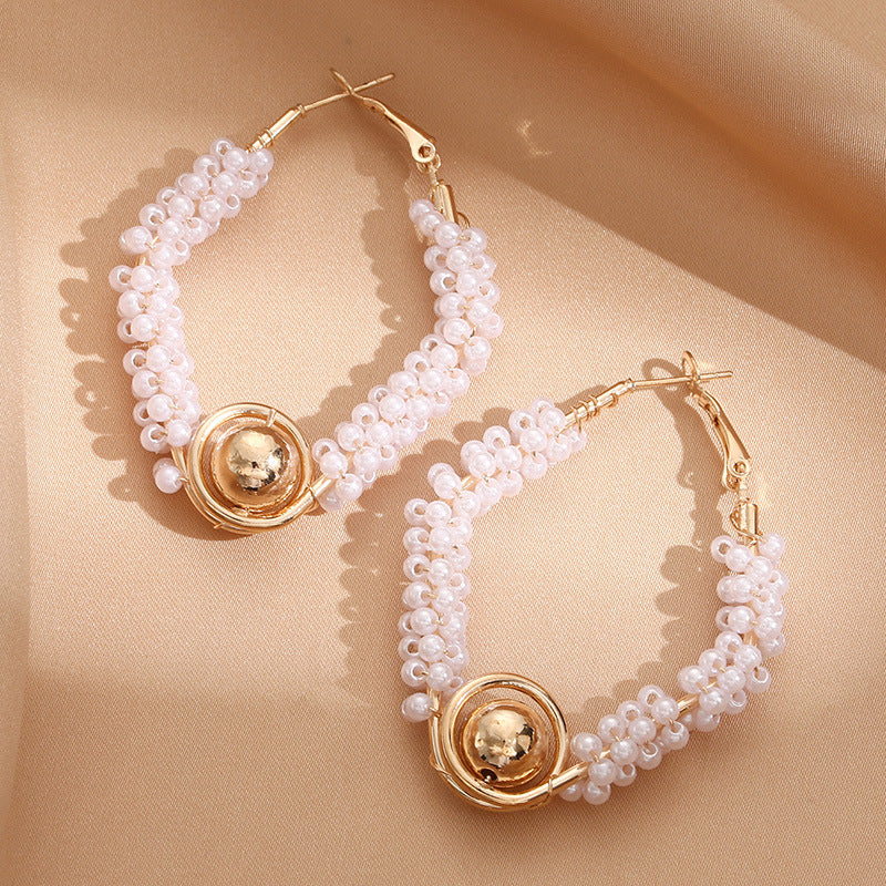 Women’s hoops with artistic pearl design Hapa Style
