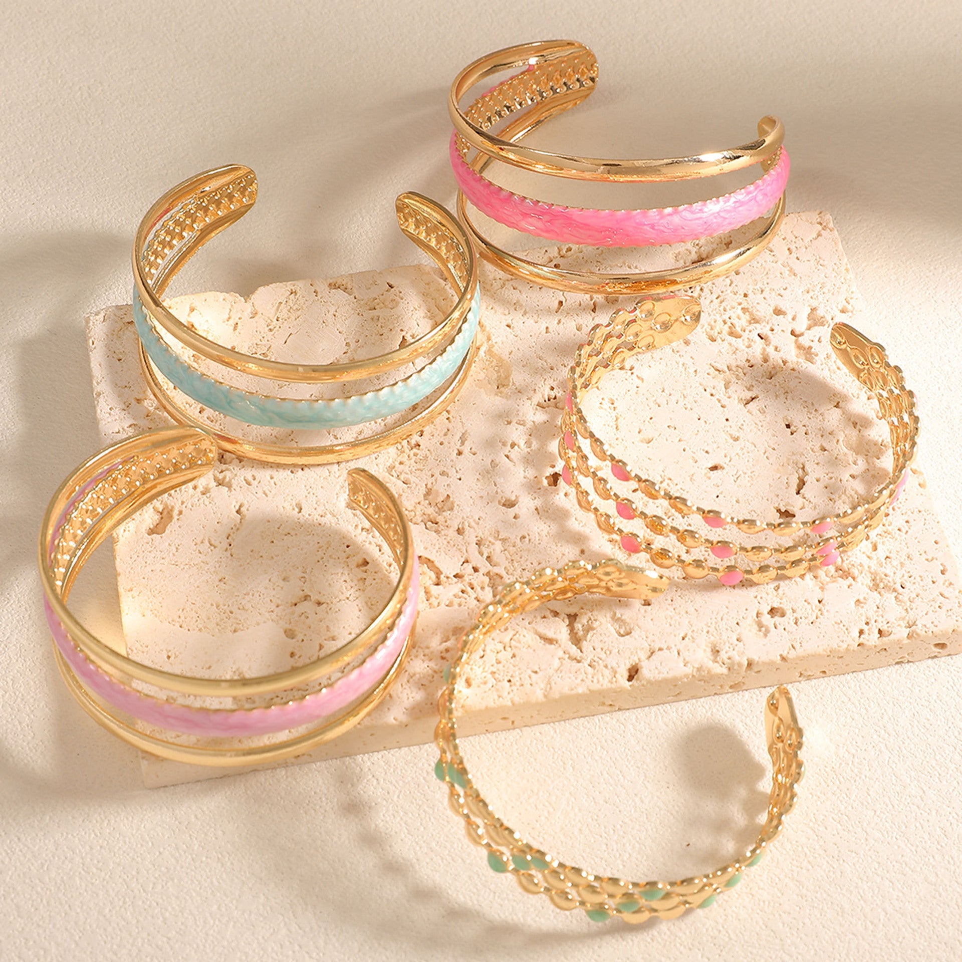Women Open Bangle with Artistic Relief Design Hapa Style