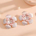 Ladies' flower earrings with intricate design and glossy accents Hapa Style