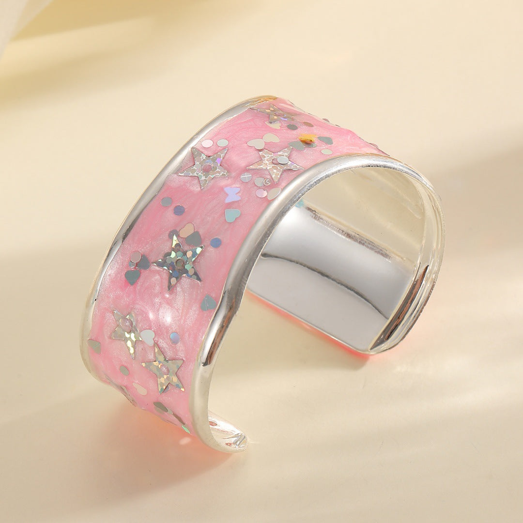 Women Open Bangle with Sparkling Star Motif Hapa Style
