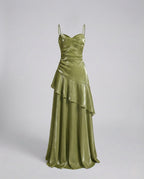 Ladies Satin Evening Dress with Heart Neckline