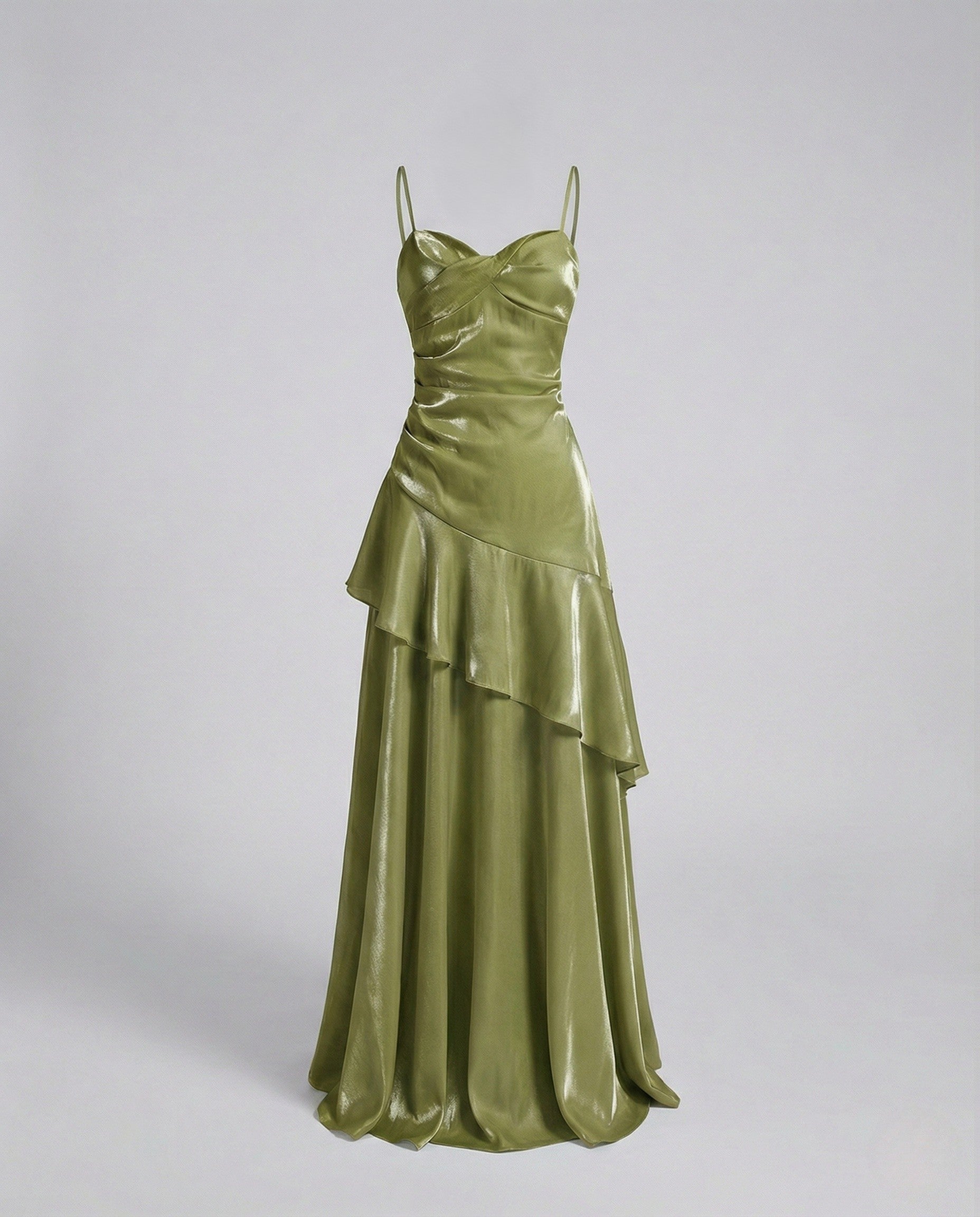 Ladies Satin Evening Dress with Heart Neckline
