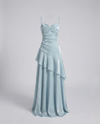 Ladies Satin Evening Dress with Heart Neckline