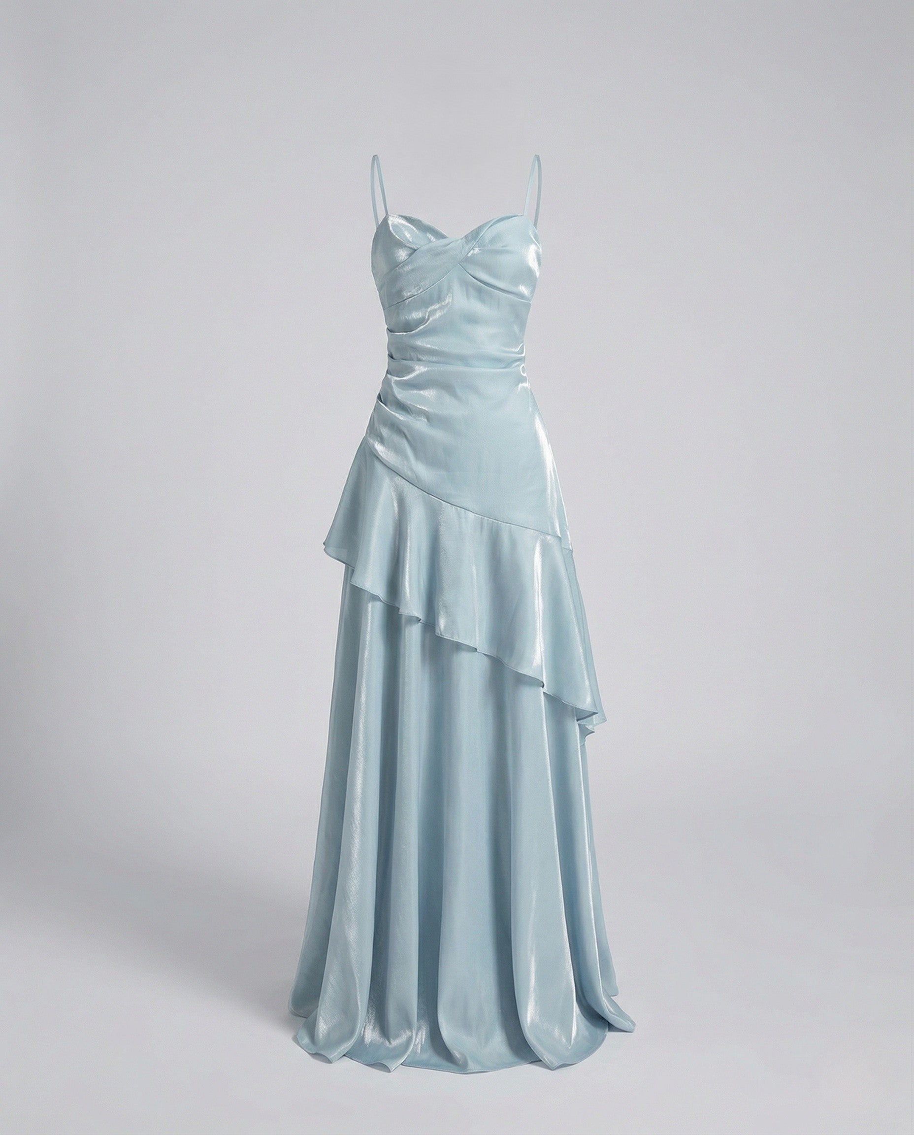 Ladies Satin Evening Dress with Heart Neckline