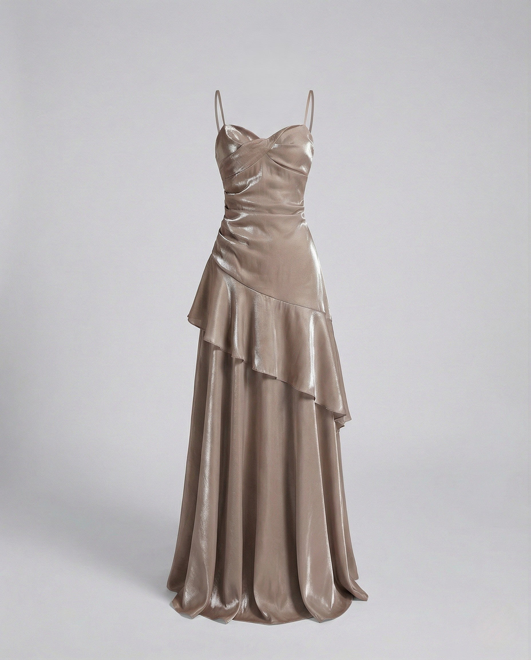 Ladies Satin Evening Dress with Heart Neckline