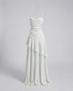 Ladies Satin Evening Dress with Heart Neckline
