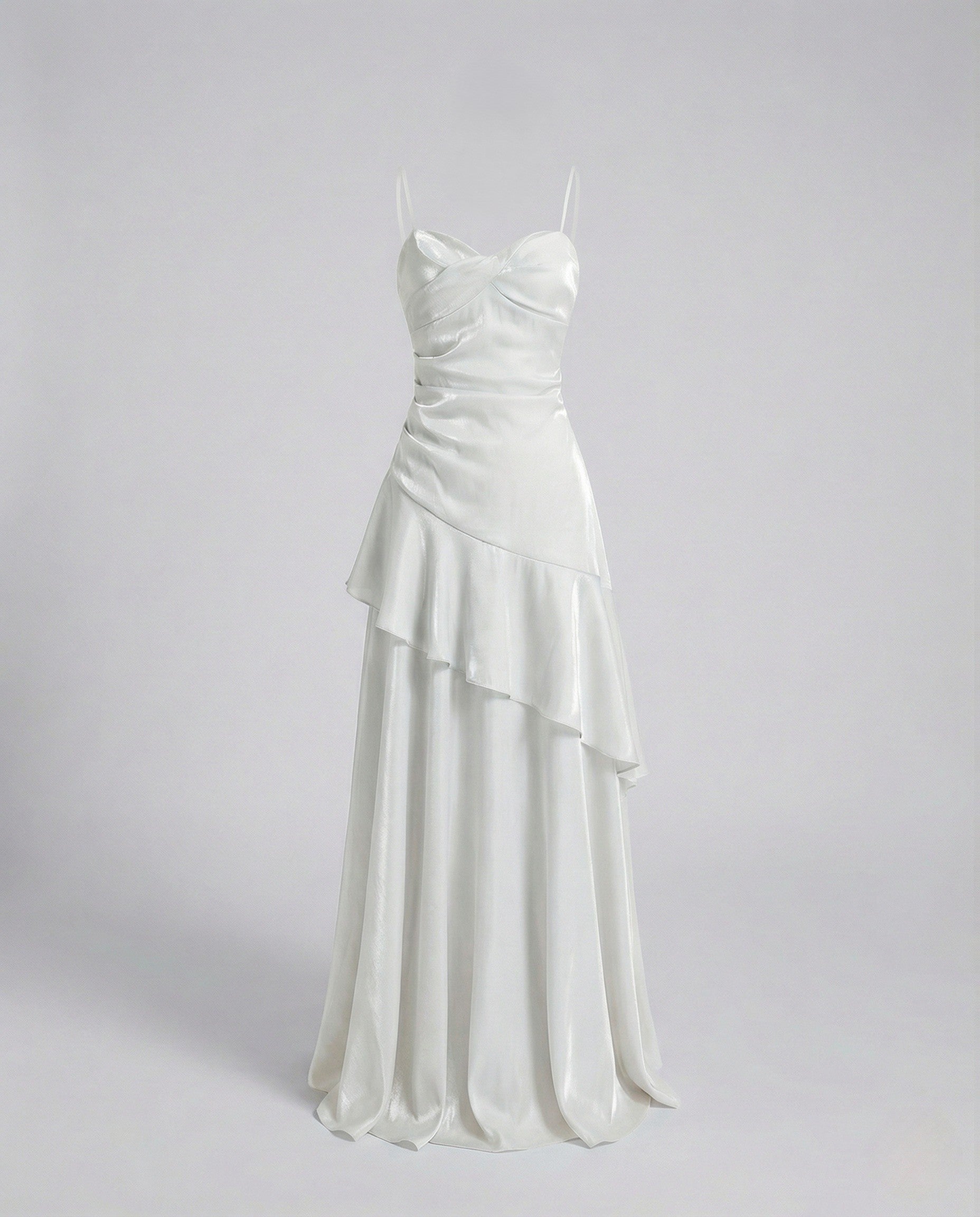 Ladies Satin Evening Dress with Heart Neckline